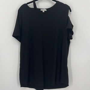 Status By Chenault Short Sleeve Uni-Cold Shoulder Top, XL